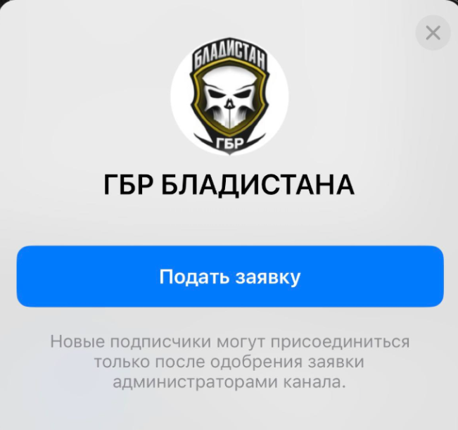 Скрин подачи заявки в канал